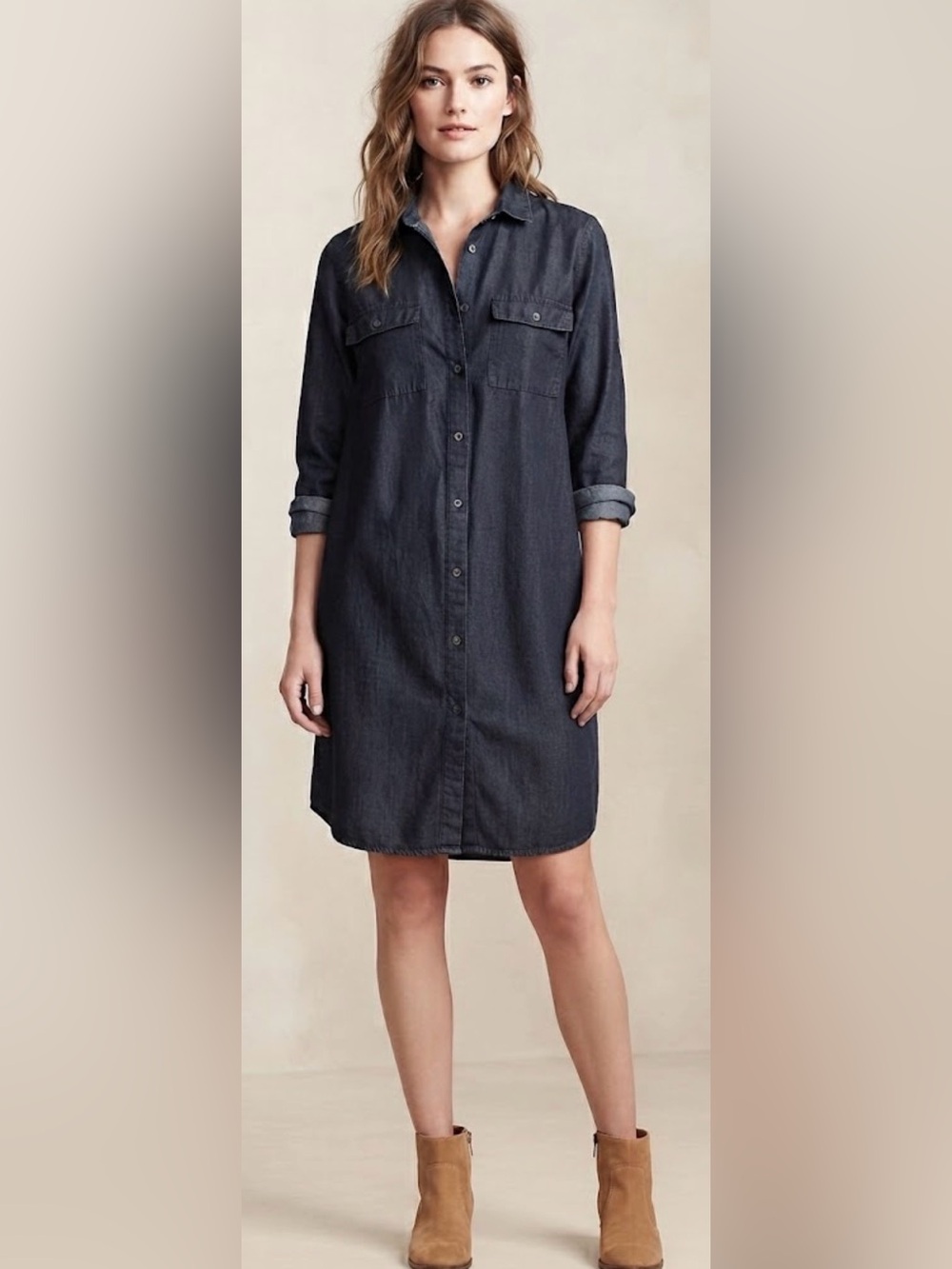 NWT Old Navy Dark Wash Denim Shirt Dress | Size M